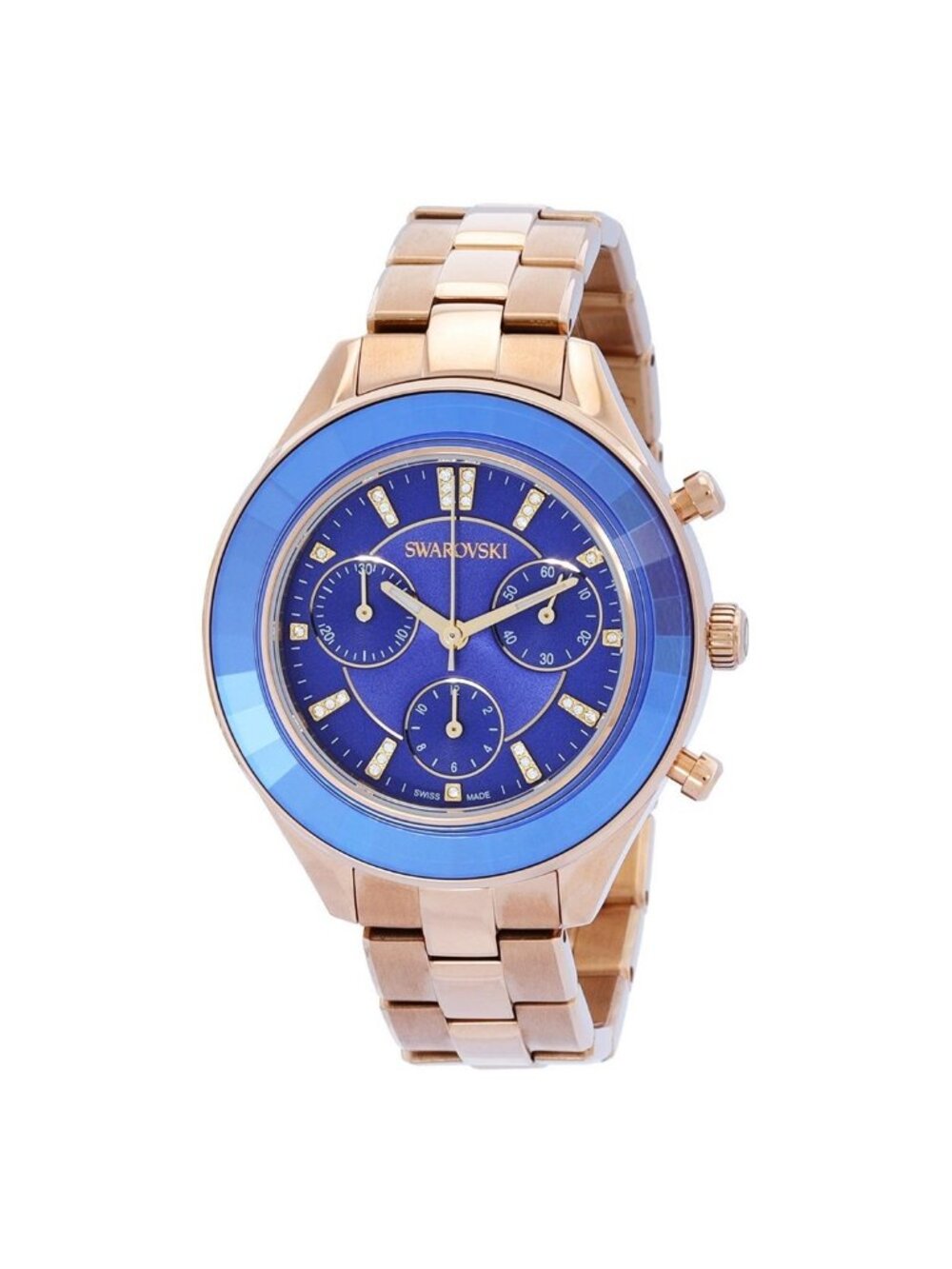 NWT Swarovski Octea Lux Sport Chronograph Quartz Crystal Blue Dial Unisex Watch